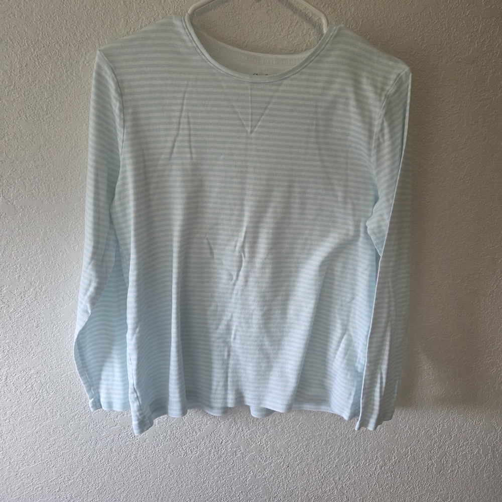 croft & barrow Pale Blue and White Striped Classic Tee